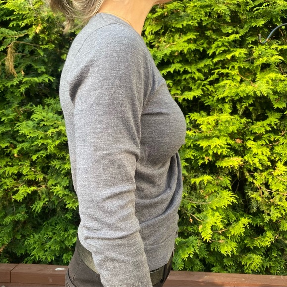 JCrew Small Ruched Grey Sweater Button Down - Picture 3 of 4